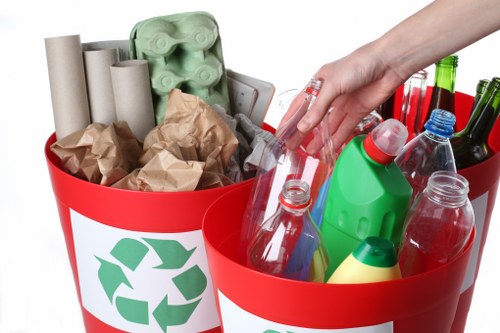 Construction site with organized waste management